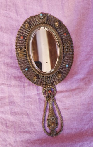 Miroir main cadre métal ou - à,