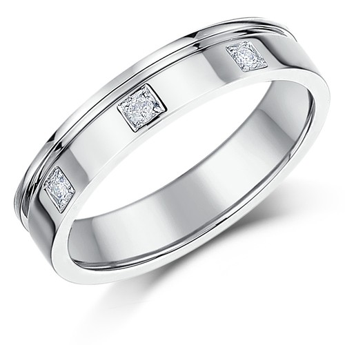 18ct bague blanc plat court - 18ct,