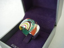 TAILLE 55  MAGNIFIQUE bague en Argent MASSIF 925 sertie et émaillée / 12gr N°264