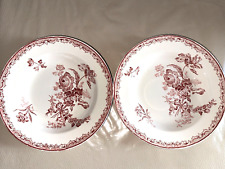 2  ASSIETTES  CREUSES  SARREGUEMINES  DÉCOR  FONTANGES  ROUGE