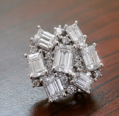 Silver 4ct emerald cut - emerald,