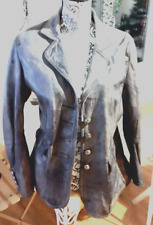 Rare Veste femme Cuir gris  bleu viellii vintage  OAKWOOD  T 42 44  comme neuf