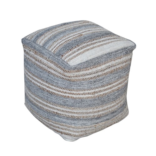 Casual woven striped gray pouf - casual,