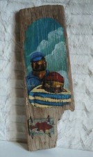 Peinture Marin Pêcheur sur bois flotté - artiste peintre Ledoeufre  (755) 