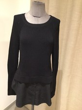 Superbe pull noir trompe l oeil Sandro 36 tbe