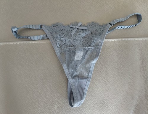 String bleu gris dentelle - string,