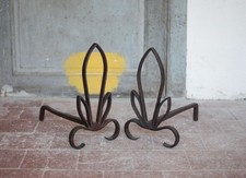 Chenets vintage, paire de chenets, accessoire cheminée