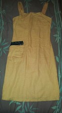 Robe jaune moutarde taille 1 ou 38 ( viscose / lin )