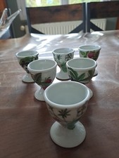 6 COQUETIERS EN PORCELAINE DE PARIS DECOR  Les Fruits Sauvages H 6 cm XXème