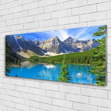 Impression sur verre acrylique Image tableau 125x50 Paysage Lac Montagnes Forêt