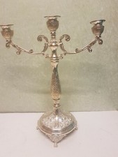 Candelabre 3Fiam CeSELLé À La Main Argent Artisanal Haut 38Cm