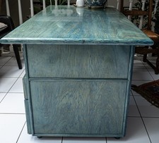 Bureau en rotin bleu Maugrion