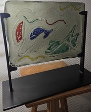 Grande Plaque en Verre émaillé 1950 n Licata Monod Begou Novaro Deniel Dejonghe