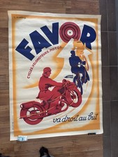 Rare Grande affiche ancienne Moto Velo Cycle Favor Par Matthey  Art Deco
