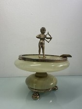 Cendrier Sur Pied Laiton Onyx Ange ?? Cupidon ? Vintage Déco