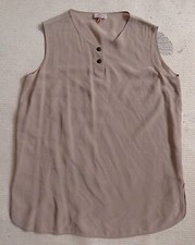 Chérie 100% Pura Seta chemisier sans manches gilet débardeur en pure soie L