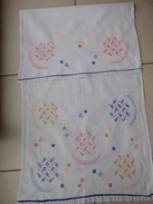 rideau brise bise, linge ancien brodé mains