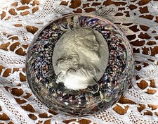 ANCIEN SULFURE BOULE PRESSE PAPIER RELIGION DÉCOR CAMÉE JESUS CHRIST MILLEFIORI