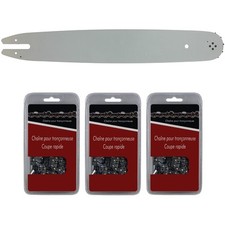 Guide 35 cm (14 pouces) + lot de 3 chaînes 50 maillons - Compatible tronçonneuse