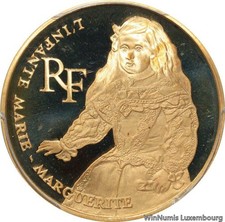 V0880 Rare France 100 Francs Marguerite Habsburg Or Gold 1993 PCGS PR68 Cameo