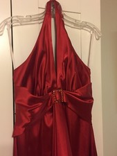 Red Satin Halter Gown with