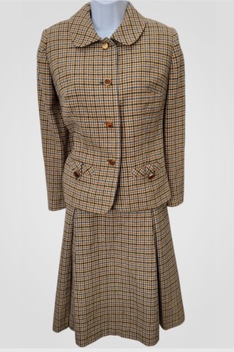 Vtg 50s plaid wool skirt - 50s, suit