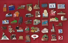 RARE LOT DE 40 PIN'S ARTHUS BERTRAND BASKET RADIO FLIPPER TV CAMION RPR ++++++++
