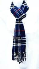 Echarpe homme 100% CACHEMIRE d' ECOSSE top qualité plaid tartan fond bleu marine