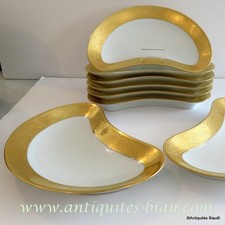 1 Crescent Salad plate Porcelaine of Limoges Thistle gold Haviland perfect stamp