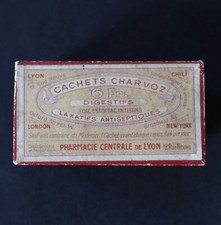 Boite publicitaire Pharmacie Centrale Lyon Cachet CHARVOZ laxatif old french tin