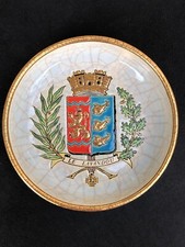 Superbe ancienne COUPELLE VIDE POCHE EMAUX DE LONGWY blason ville LE LAVANDOU