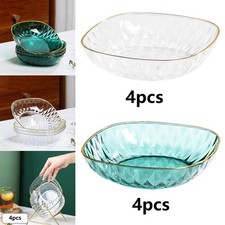 4 Assiettes à Fruits, Assiette à Dessert Transparente, Vaisselle, Récipient