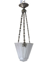 Antique French ART DECO Ceiling Suspension Chandelier 1930 Signed Muller Freres