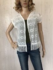 Gilet fin "Rideaux" dentelle blanche Femme taille 1 (VFP054)