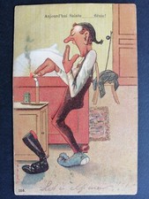 Post Card Carte Postale Ancienne Rare COMIQUE HUMOUR Aujourd'hui SAINTE..FLÊME !