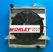 3 Row Aluminum Radiator + Shroud+Fan for Triumph TR6 1969-1974 / TR250 1967 1968