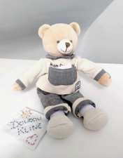 Peluche Mon Doudou Et Compagnie Pantin Ours Gris Beige Ecru Mouchoir Blanc Poche