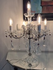 Girandole à 5 porte bougies en Metal et pampilles en cristal Clair et Violet