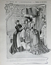 PUBLICITÉ DE PRESSE 1902 MODE TOILETTES DEMI-SAISON ROBE TAILLEUR DRAP SATIN