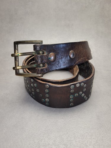 Ceinture vintage cuir clouté - ceinture,