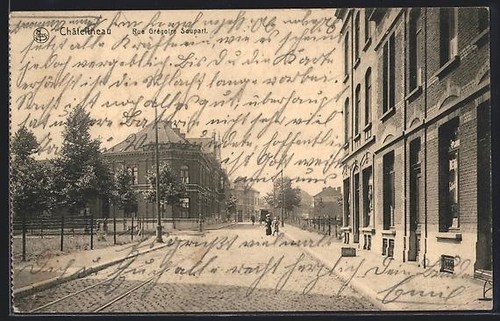 Cpa châtelineau rue - châtelineau,,