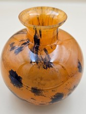 Ancien Vase Boule en verre marmoréen signé Lorrain époque art déco hauteur 14 cm