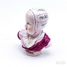 Sitzendorf Porcelaine Buste Kinderbüste Avec Ornement Or Made IN Germany