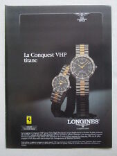 6/1988 PUB MONTRE WATCH LONGINES CONQUEST VHP TITANE FERRARI ORIGINAL FRENCH AD