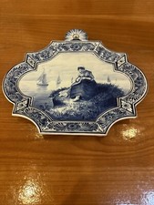 ANCIENNE PLAQUE PORCELAINE DELFT ÉPOQUE 19eme PLAQUE DÉCORATIVE PAYSAGE HOLLANDE