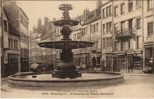 Cpa besancon fontaine place - cpa,