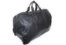 KATANA Grand sac de voyage unisexe à roulette en cuir grainé réf 69259 noir