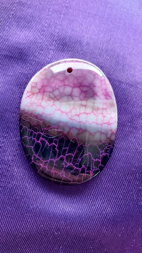 Pendentif ovale agate - agate, violet