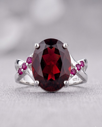 Bague argent 925 - argent, grenat