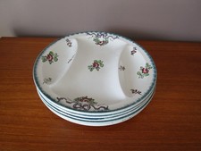 6 ANCIENNES ASSIETTES  A  ASPERGES  DECOR FLORAL LISERE VERT  DE LONGWY   """
